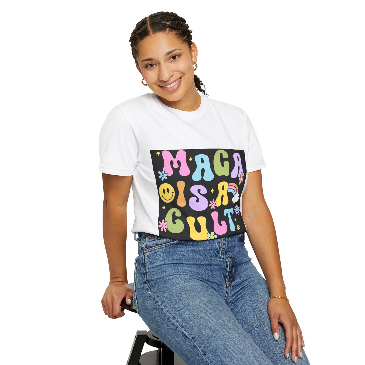 Colorful Statement T-Shirt - 'MAGA IS A CULT' Graphic Tee, Unisex T-Shirt, Trendy Apparel, Fun Gift, Casual Wear
