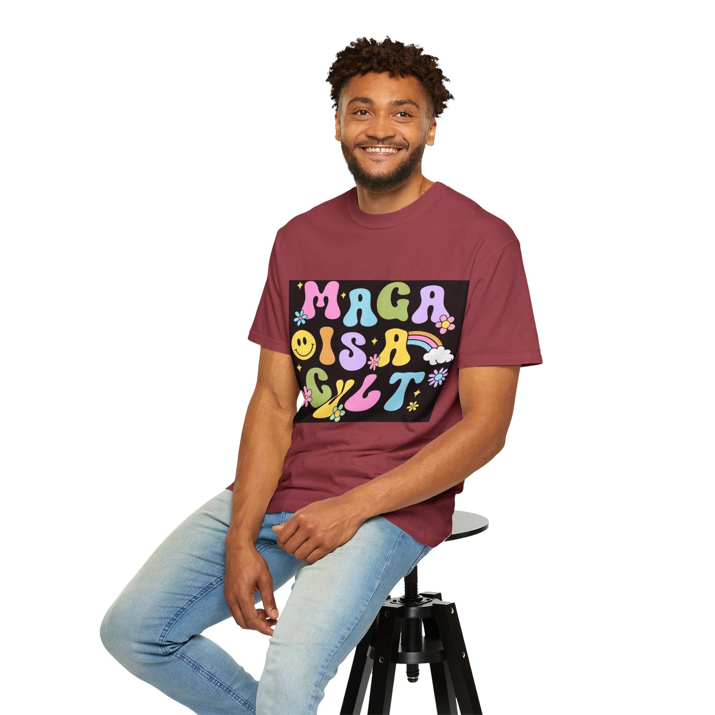 Colorful Statement T-Shirt - 'MAGA IS A CULT' Graphic Tee, Unisex T-Shirt, Trendy Apparel, Fun Gift, Casual Wear
