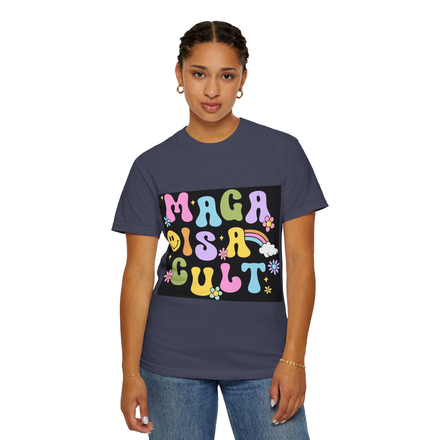 Colorful Statement T-Shirt - 'MAGA IS A CULT' Graphic Tee, Unisex T-Shirt, Trendy Apparel, Fun Gift, Casual Wear