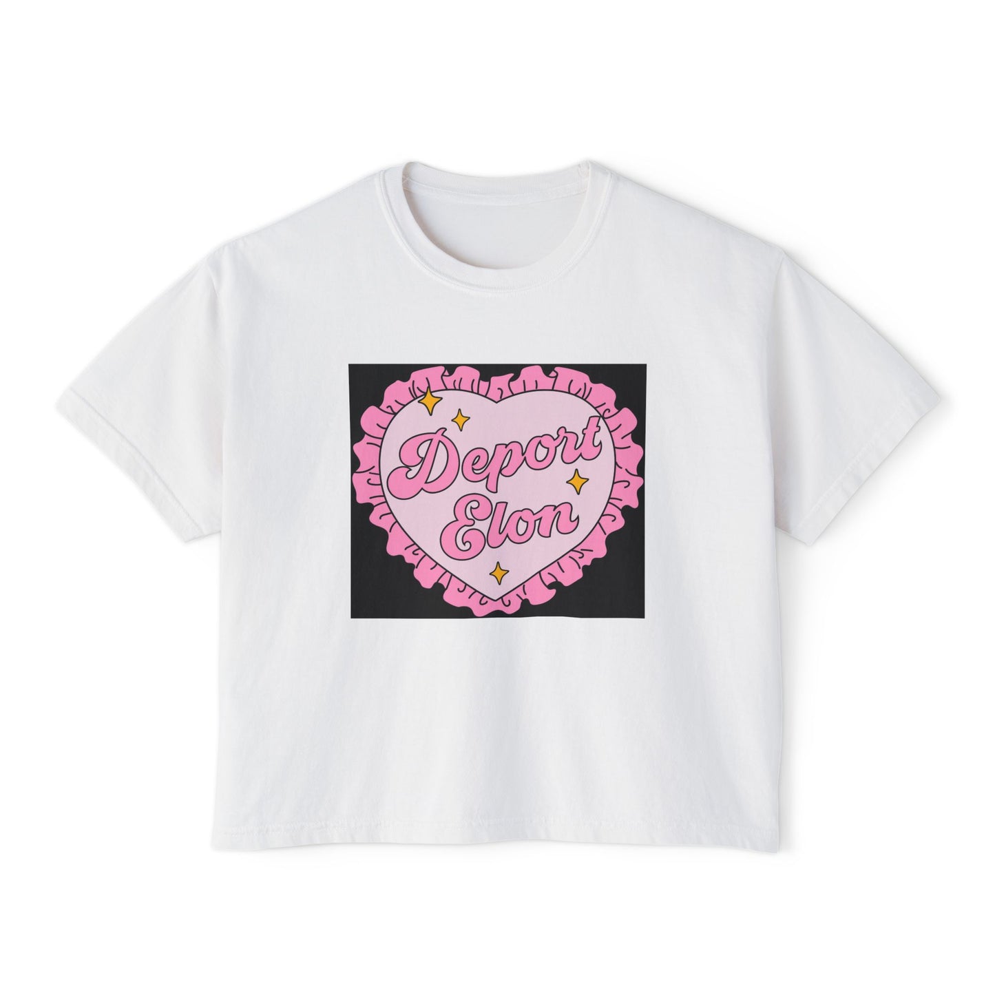 Depor-Elon Women's Boxy Tee, Trendy Graphic Tee, Statement T-Shirt, Casual Fashion Top, Irreverent Gift Idea, Summer Style Top