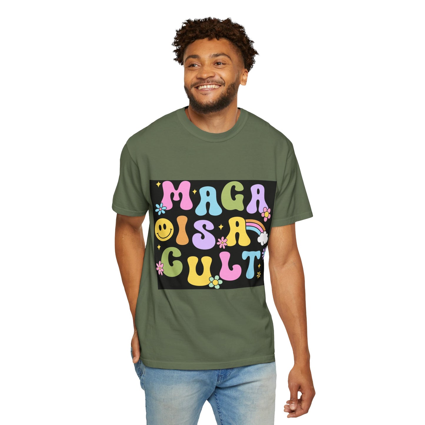 Colorful Statement T-Shirt - 'MAGA IS A CULT' Graphic Tee, Unisex T-Shirt, Trendy Apparel, Fun Gift, Casual Wear