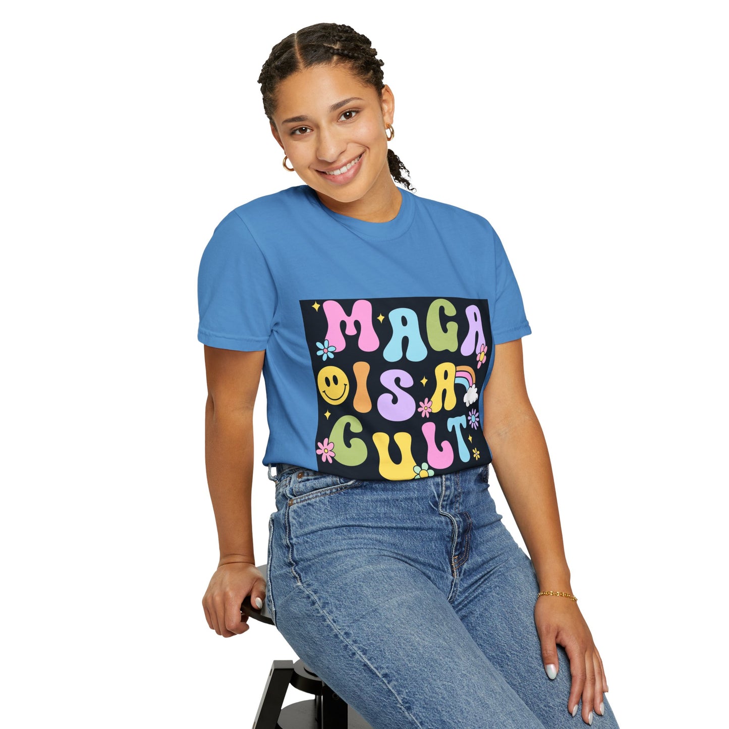 Colorful Statement T-Shirt - 'MAGA IS A CULT' Graphic Tee, Unisex T-Shirt, Trendy Apparel, Fun Gift, Casual Wear