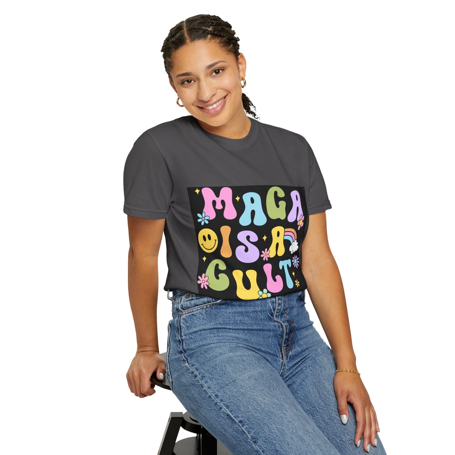 Colorful Statement T-Shirt - 'MAGA IS A CULT' Graphic Tee, Unisex T-Shirt, Trendy Apparel, Fun Gift, Casual Wear