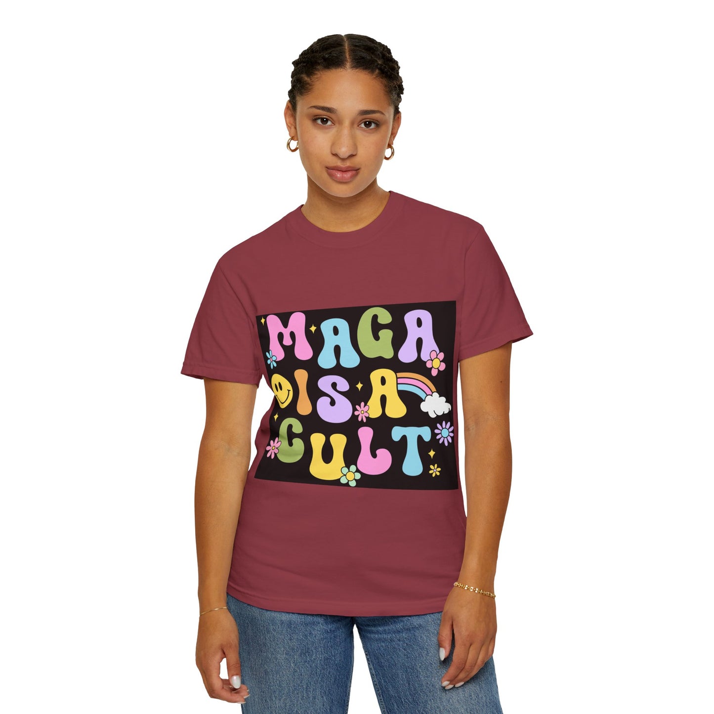 Colorful Statement T-Shirt - 'MAGA IS A CULT' Graphic Tee, Unisex T-Shirt, Trendy Apparel, Fun Gift, Casual Wear