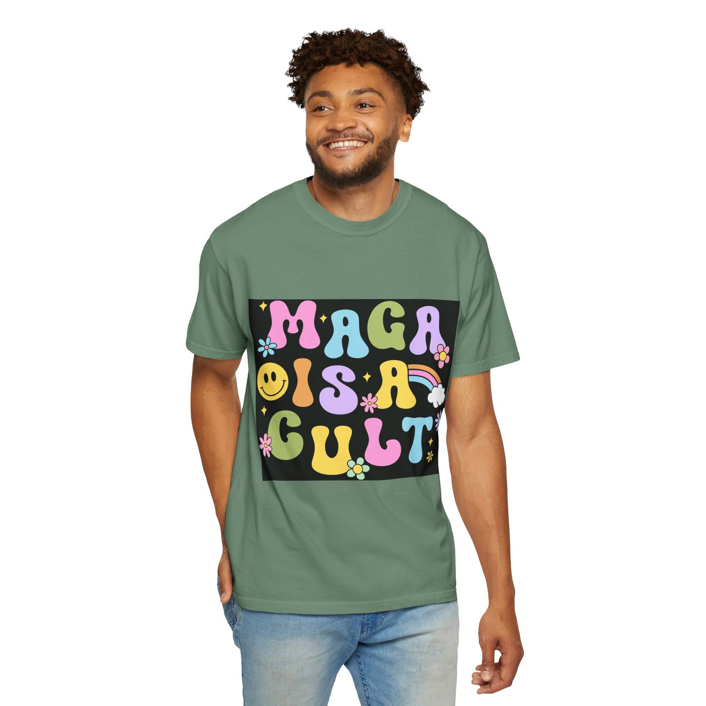Colorful Statement T-Shirt - 'MAGA IS A CULT' Graphic Tee, Unisex T-Shirt, Trendy Apparel, Fun Gift, Casual Wear