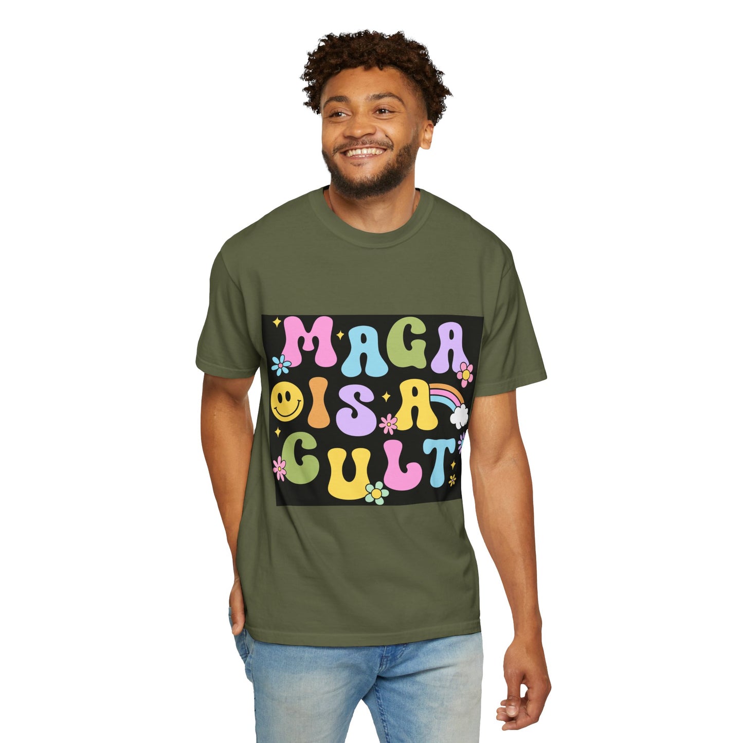 Colorful Statement T-Shirt - 'MAGA IS A CULT' Graphic Tee, Unisex T-Shirt, Trendy Apparel, Fun Gift, Casual Wear