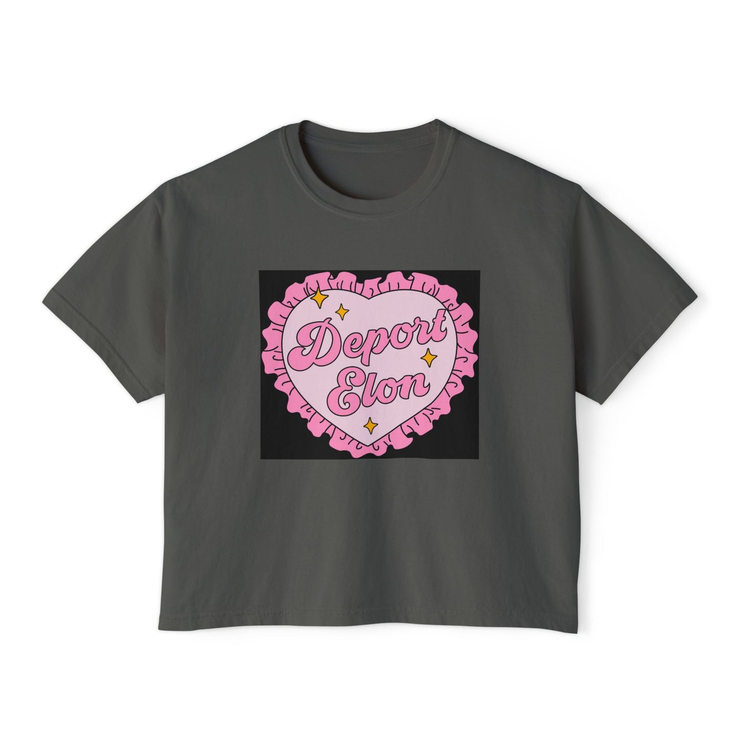 Depor-Elon Women's Boxy Tee, Trendy Graphic Tee, Statement T-Shirt, Casual Fashion Top, Irreverent Gift Idea, Summer Style Top