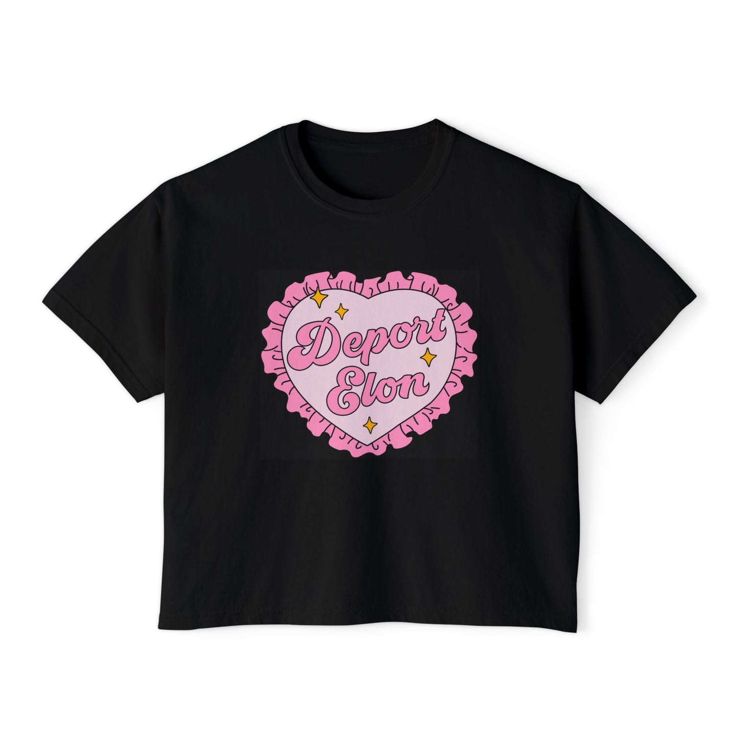 Depor-Elon Women's Boxy Tee, Trendy Graphic Tee, Statement T-Shirt, Casual Fashion Top, Irreverent Gift Idea, Summer Style Top