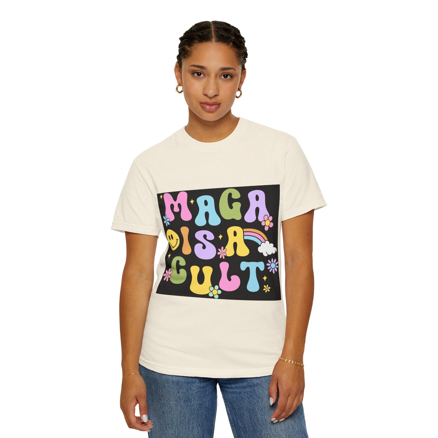 Colorful Statement T-Shirt - 'MAGA IS A CULT' Graphic Tee, Unisex T-Shirt, Trendy Apparel, Fun Gift, Casual Wear