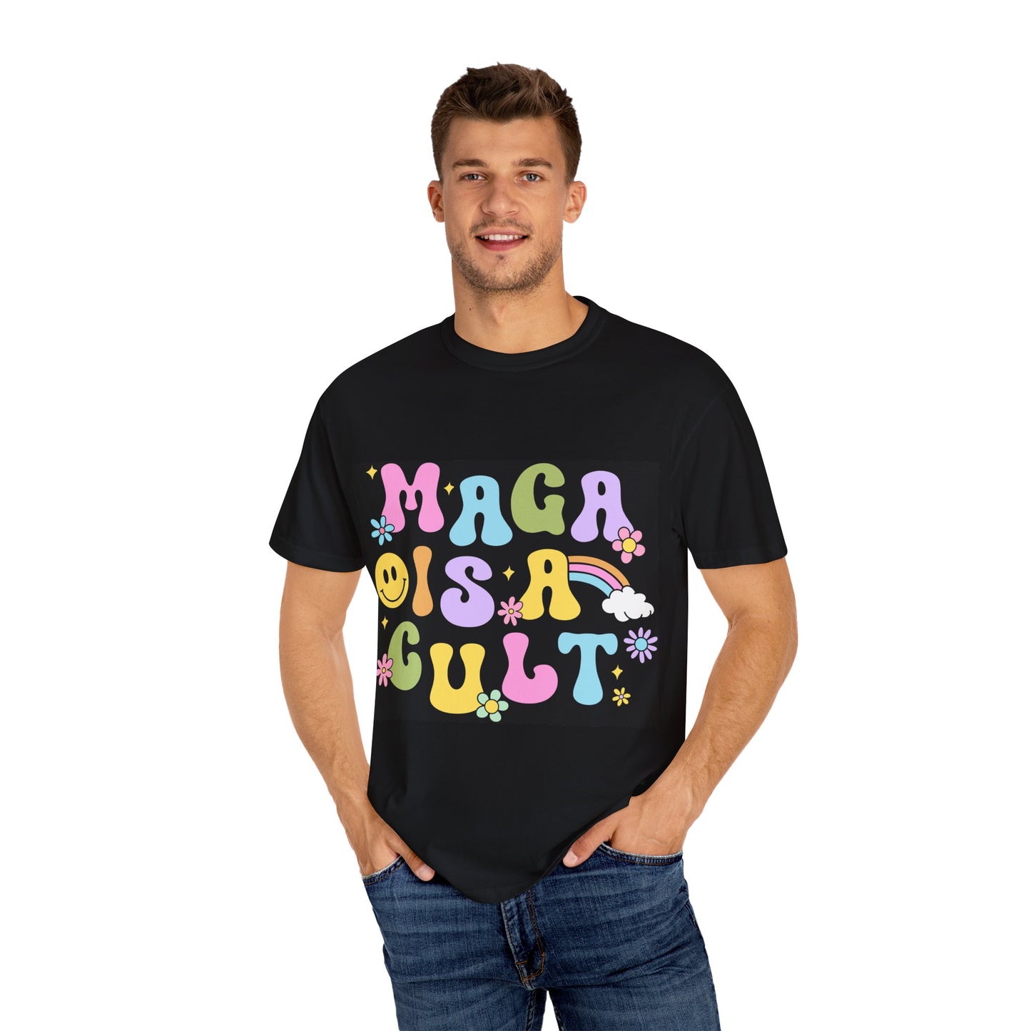 Colorful Statement T-Shirt - 'MAGA IS A CULT' Graphic Tee, Unisex T-Shirt, Trendy Apparel, Fun Gift, Casual Wear