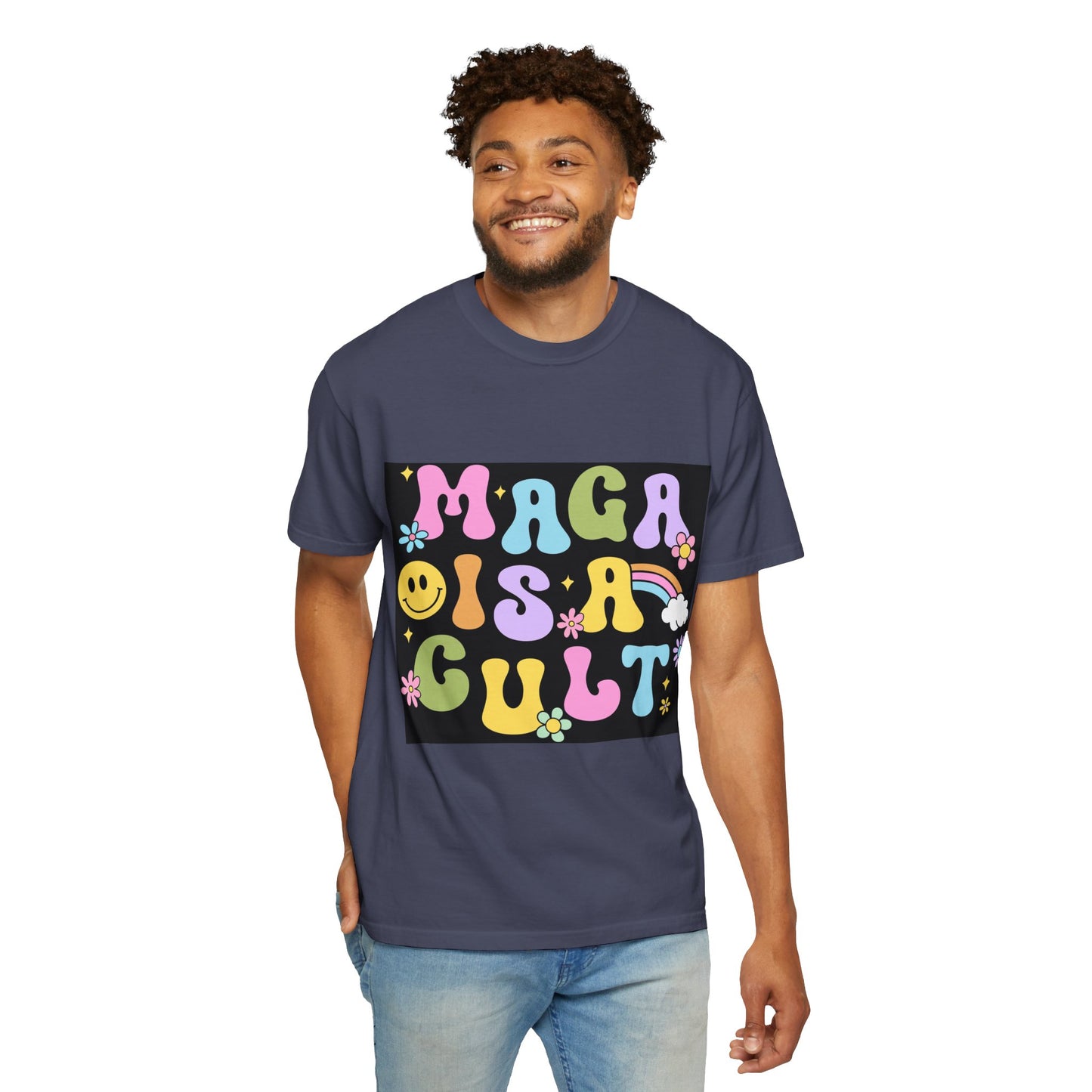 Colorful Statement T-Shirt - 'MAGA IS A CULT' Graphic Tee, Unisex T-Shirt, Trendy Apparel, Fun Gift, Casual Wear