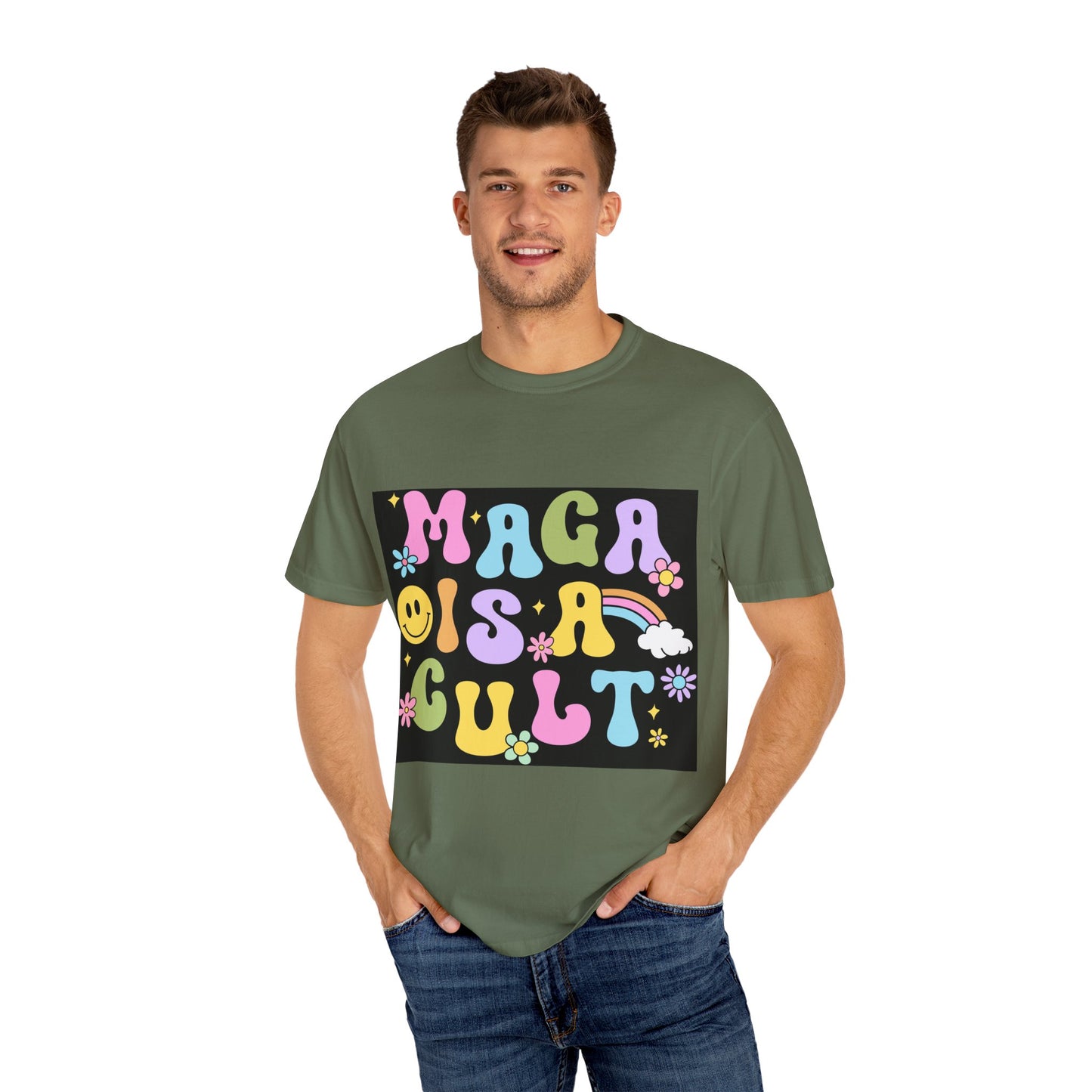 Colorful Statement T-Shirt - 'MAGA IS A CULT' Graphic Tee, Unisex T-Shirt, Trendy Apparel, Fun Gift, Casual Wear