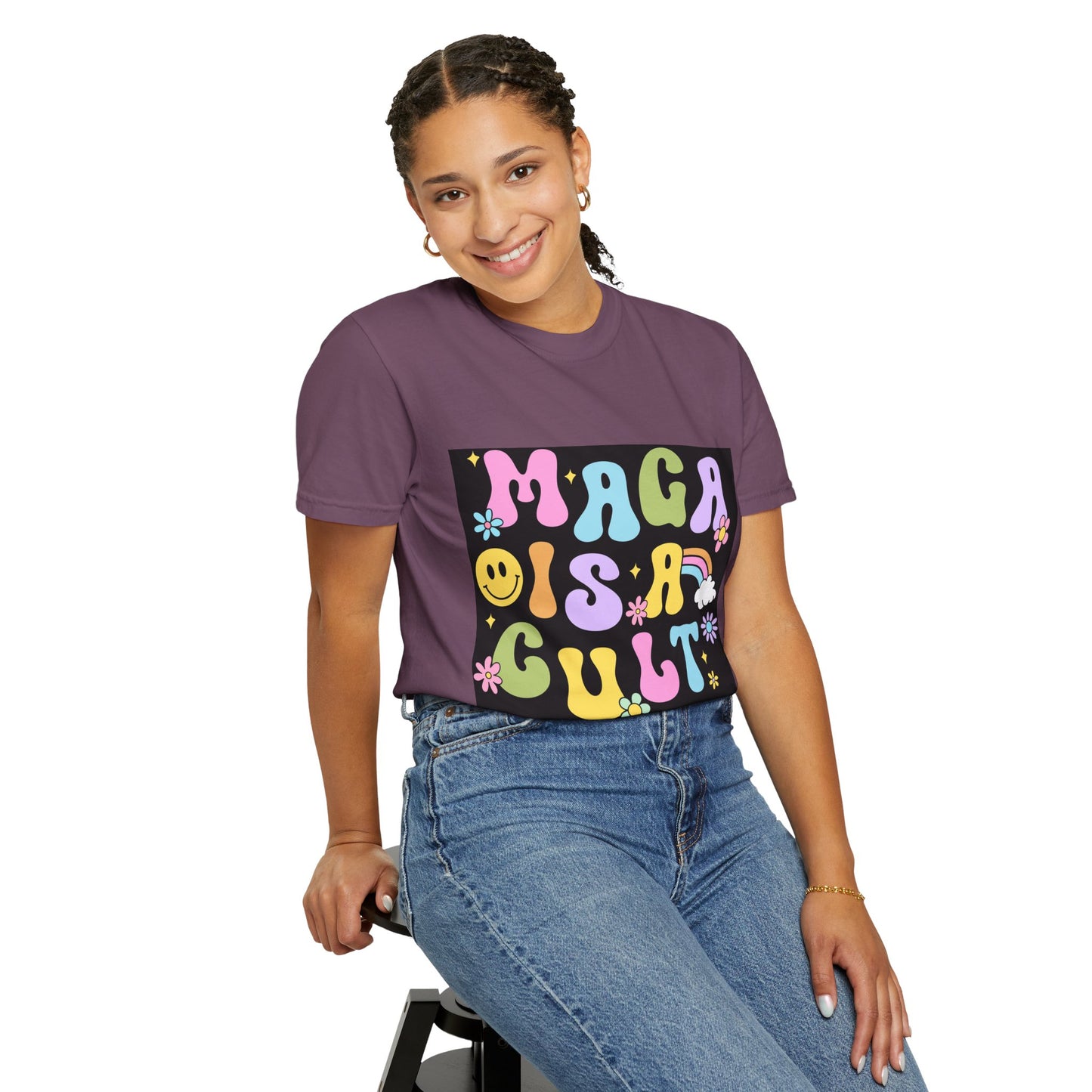 Colorful Statement T-Shirt - 'MAGA IS A CULT' Graphic Tee, Unisex T-Shirt, Trendy Apparel, Fun Gift, Casual Wear