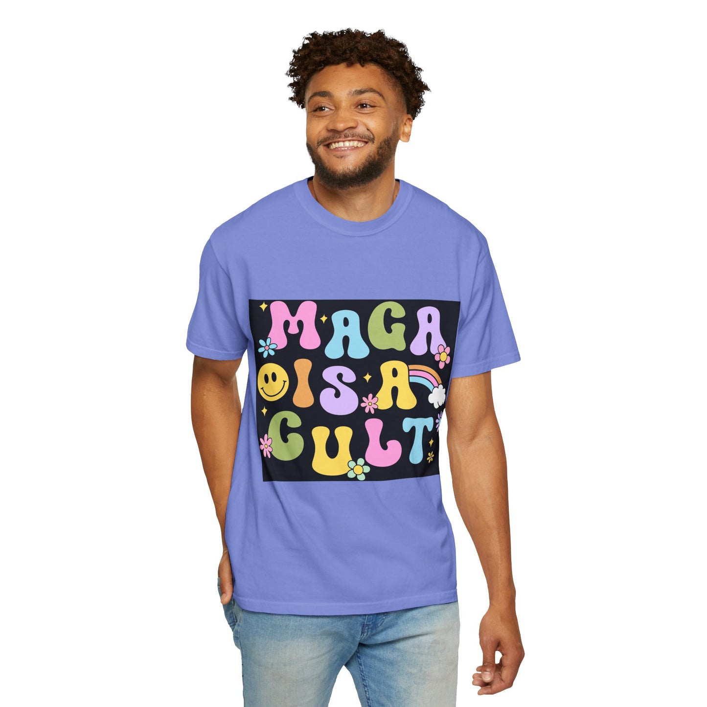 Colorful Statement T-Shirt - 'MAGA IS A CULT' Graphic Tee, Unisex T-Shirt, Trendy Apparel, Fun Gift, Casual Wear
