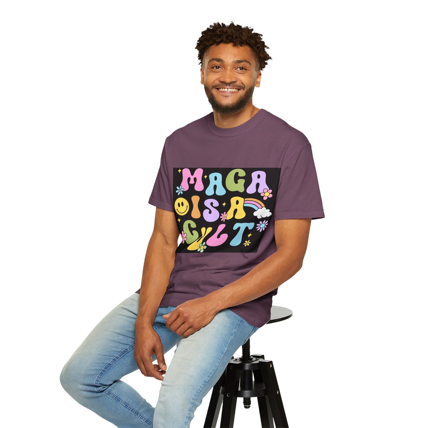 Colorful Statement T-Shirt - 'MAGA IS A CULT' Graphic Tee, Unisex T-Shirt, Trendy Apparel, Fun Gift, Casual Wear