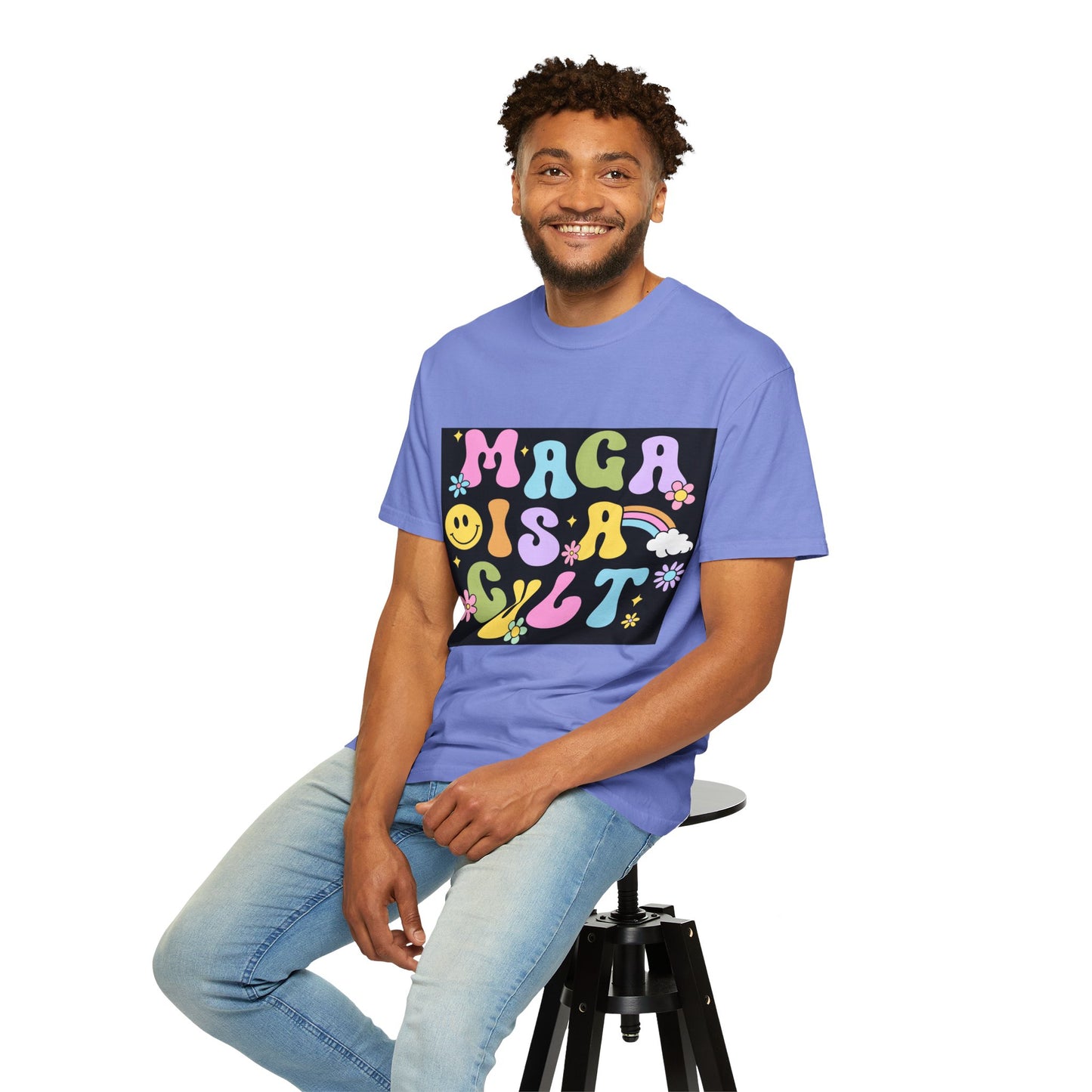 Colorful Statement T-Shirt - 'MAGA IS A CULT' Graphic Tee, Unisex T-Shirt, Trendy Apparel, Fun Gift, Casual Wear