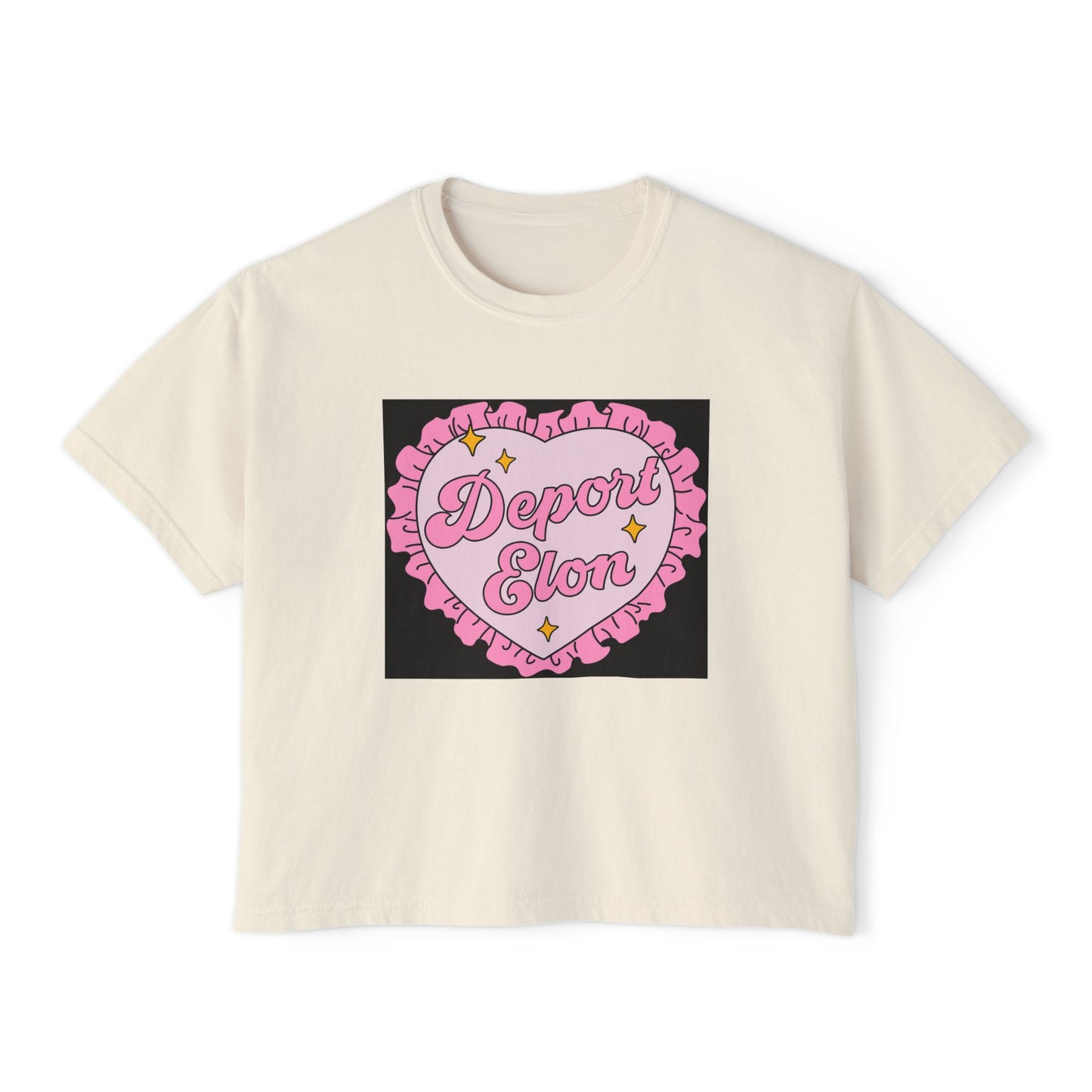 Depor-Elon Women's Boxy Tee, Trendy Graphic Tee, Statement T-Shirt, Casual Fashion Top, Irreverent Gift Idea, Summer Style Top