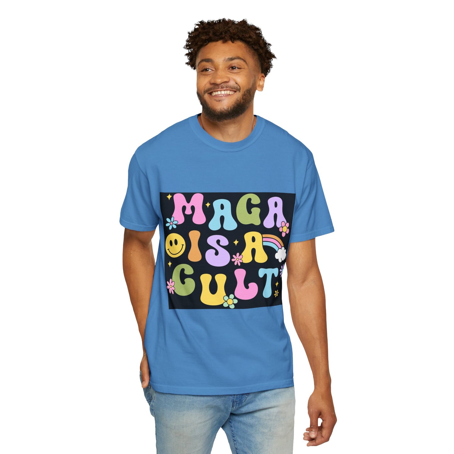 Colorful Statement T-Shirt - 'MAGA IS A CULT' Graphic Tee, Unisex T-Shirt, Trendy Apparel, Fun Gift, Casual Wear