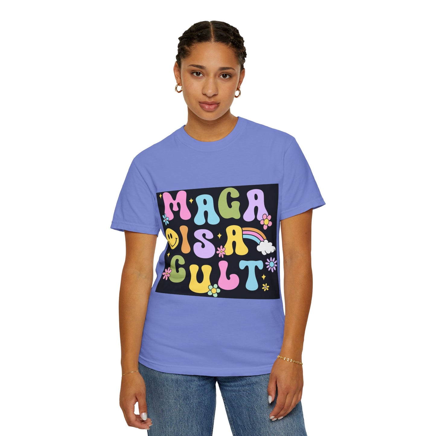 Colorful Statement T-Shirt - 'MAGA IS A CULT' Graphic Tee, Unisex T-Shirt, Trendy Apparel, Fun Gift, Casual Wear