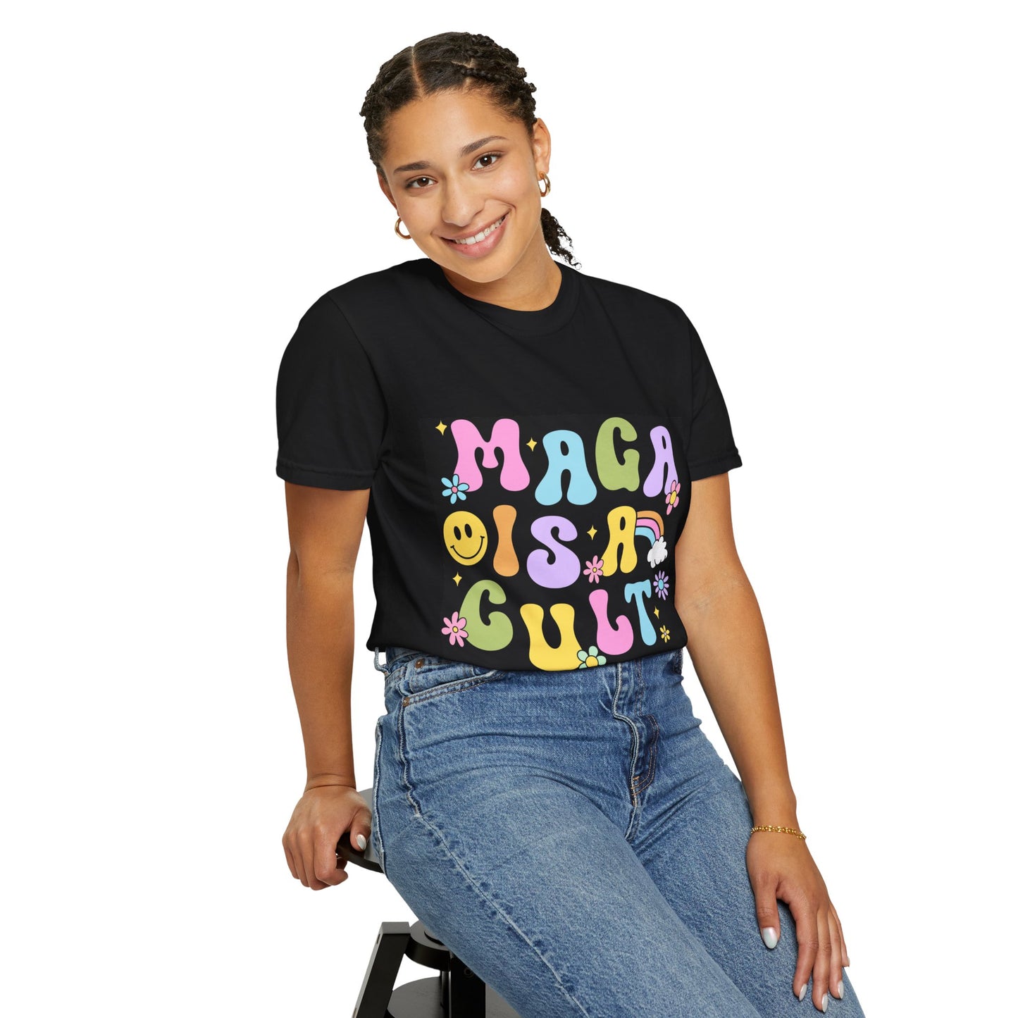 Colorful Statement T-Shirt - 'MAGA IS A CULT' Graphic Tee, Unisex T-Shirt, Trendy Apparel, Fun Gift, Casual Wear
