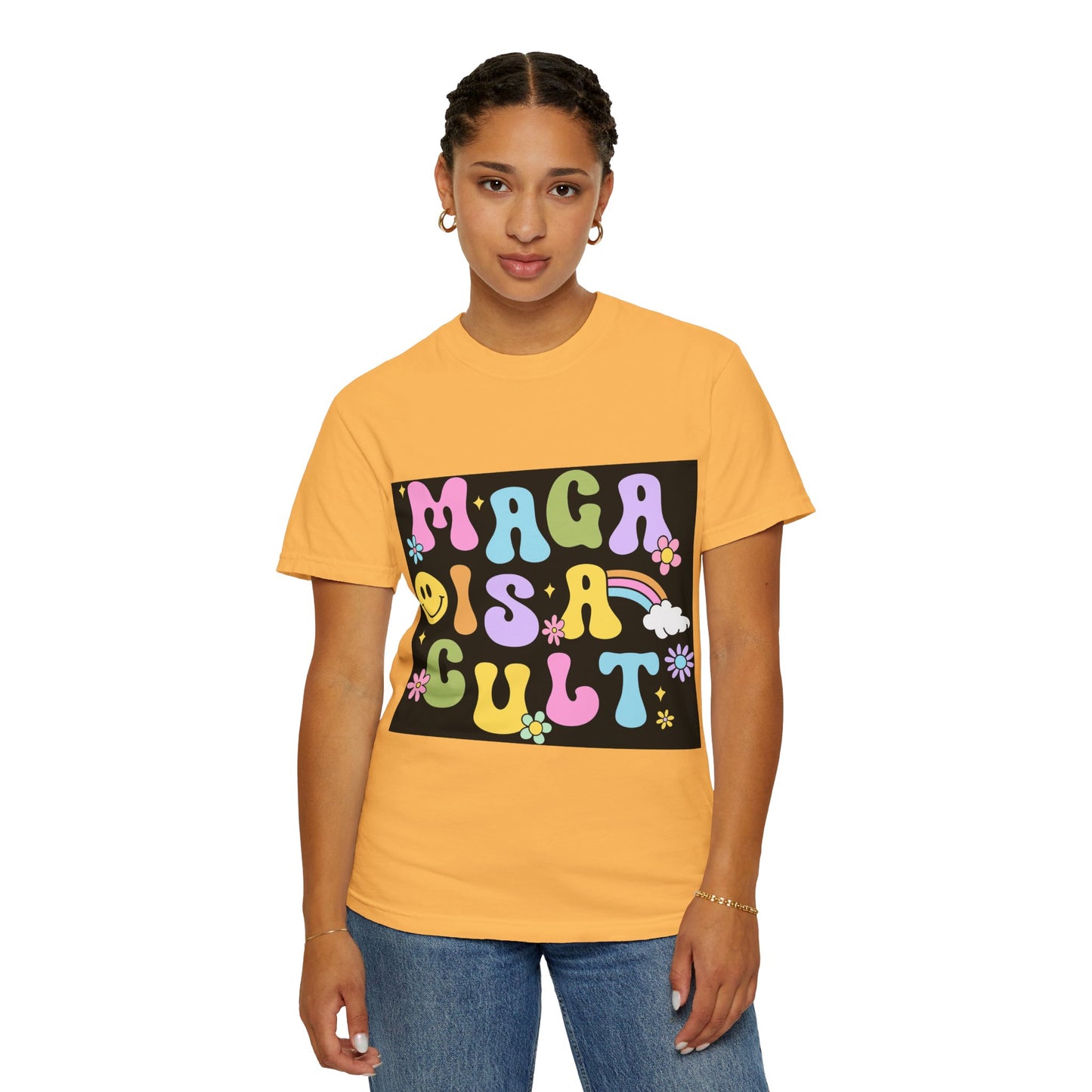 Colorful Statement T-Shirt - 'MAGA IS A CULT' Graphic Tee, Unisex T-Shirt, Trendy Apparel, Fun Gift, Casual Wear