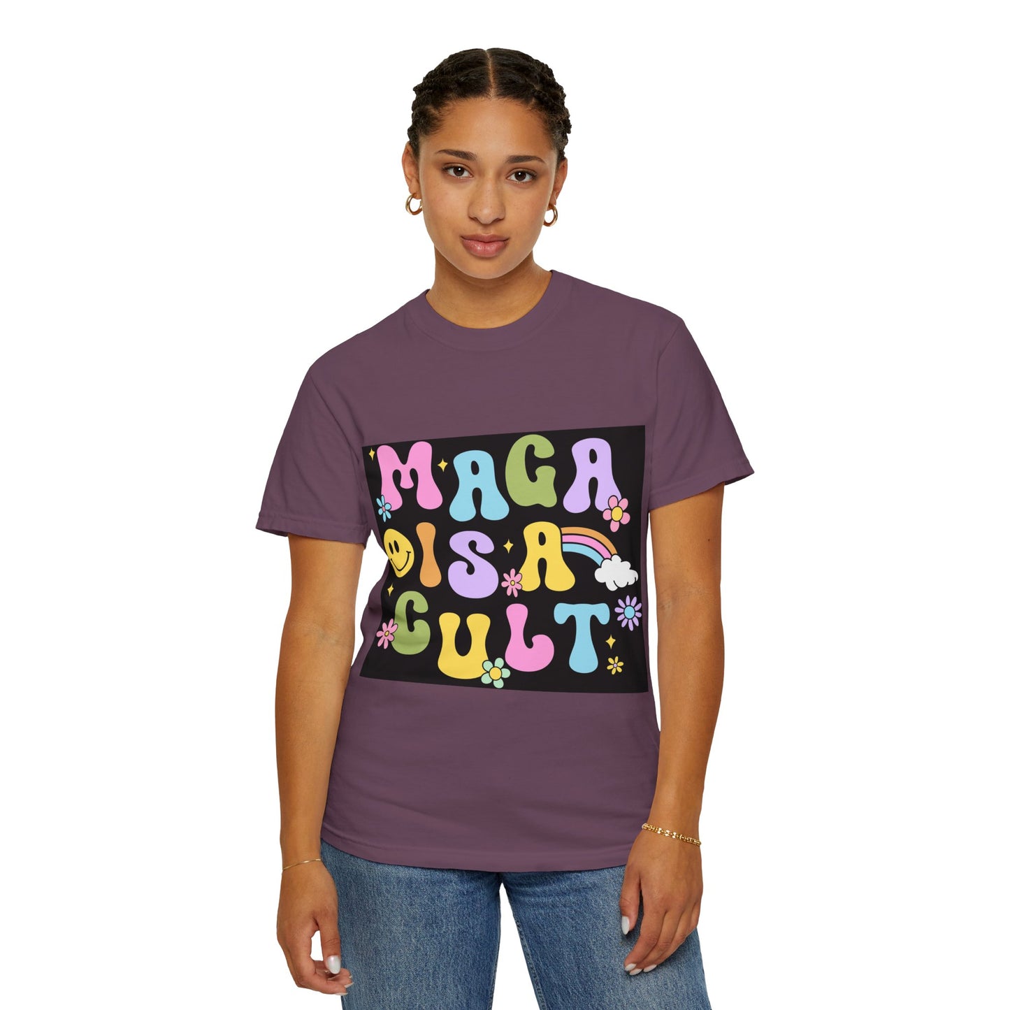 Colorful Statement T-Shirt - 'MAGA IS A CULT' Graphic Tee, Unisex T-Shirt, Trendy Apparel, Fun Gift, Casual Wear