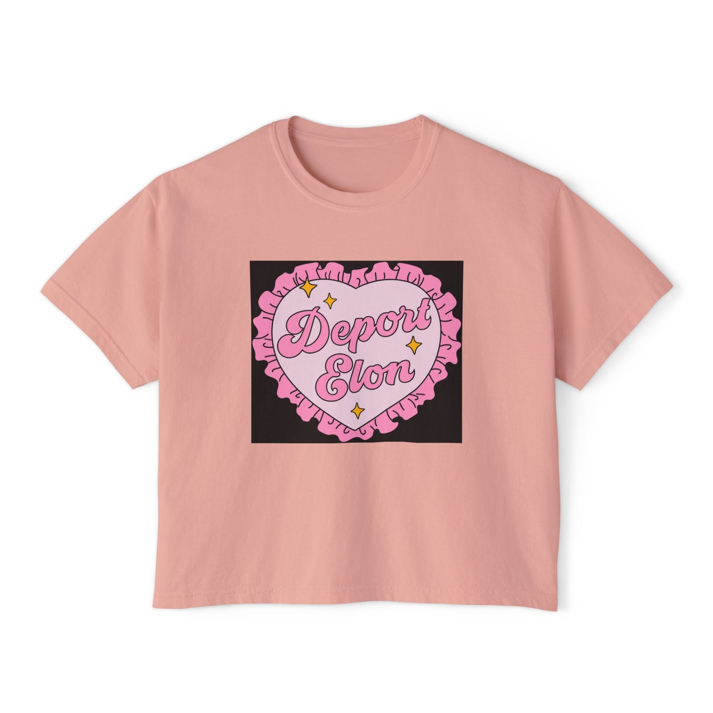 Depor-Elon Women's Boxy Tee, Trendy Graphic Tee, Statement T-Shirt, Casual Fashion Top, Irreverent Gift Idea, Summer Style Top