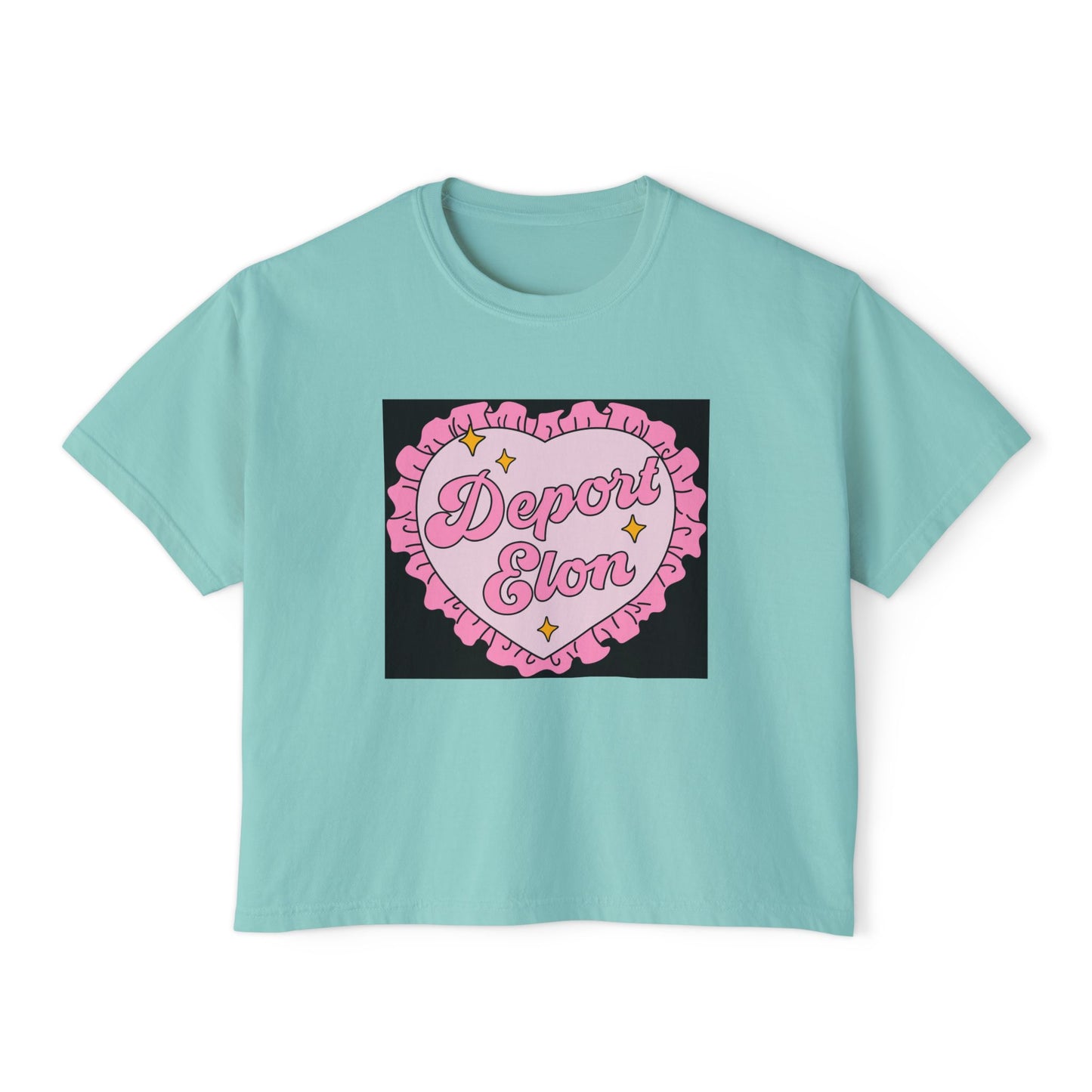 Depor-Elon Women's Boxy Tee, Trendy Graphic Tee, Statement T-Shirt, Casual Fashion Top, Irreverent Gift Idea, Summer Style Top