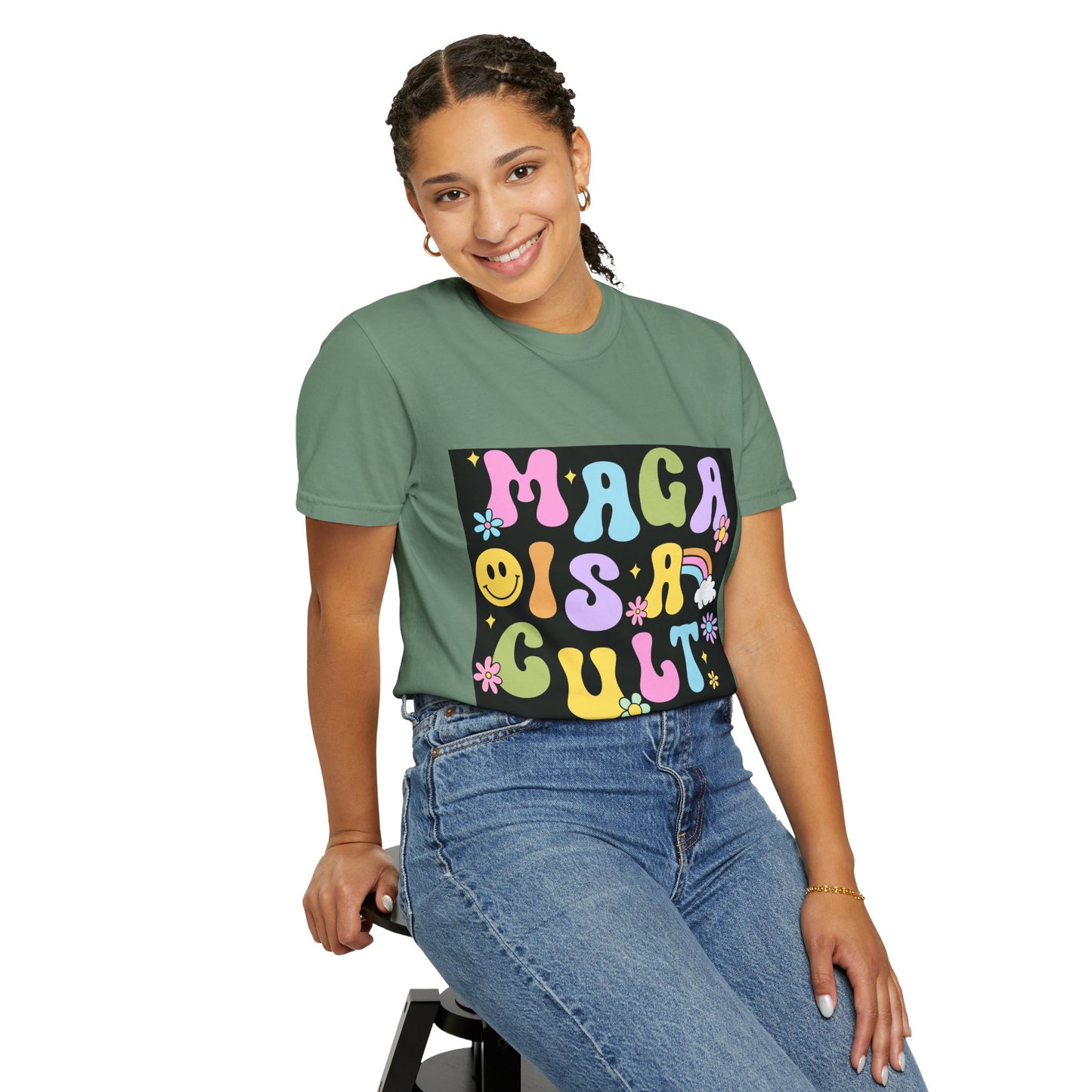 Colorful Statement T-Shirt - 'MAGA IS A CULT' Graphic Tee, Unisex T-Shirt, Trendy Apparel, Fun Gift, Casual Wear