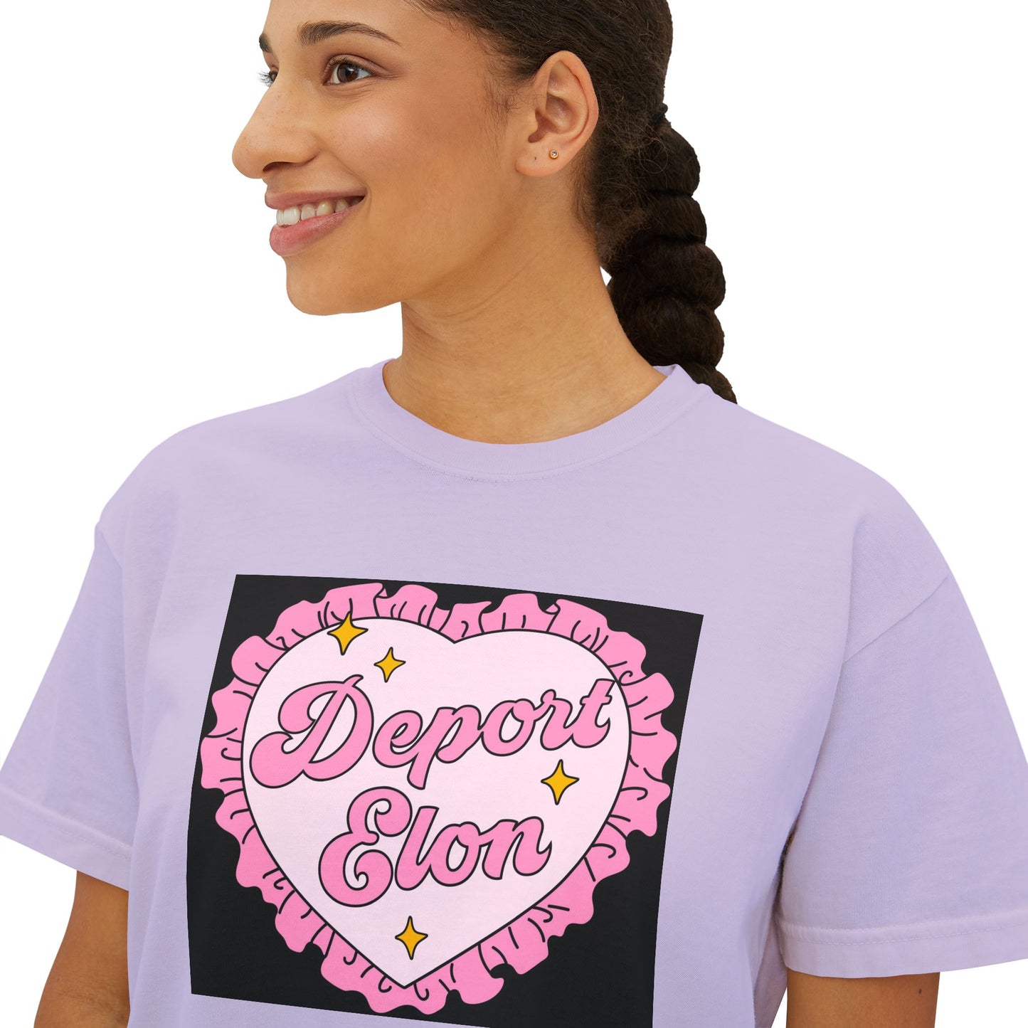 Depor-Elon Women's Boxy Tee, Trendy Graphic Tee, Statement T-Shirt, Casual Fashion Top, Irreverent Gift Idea, Summer Style Top