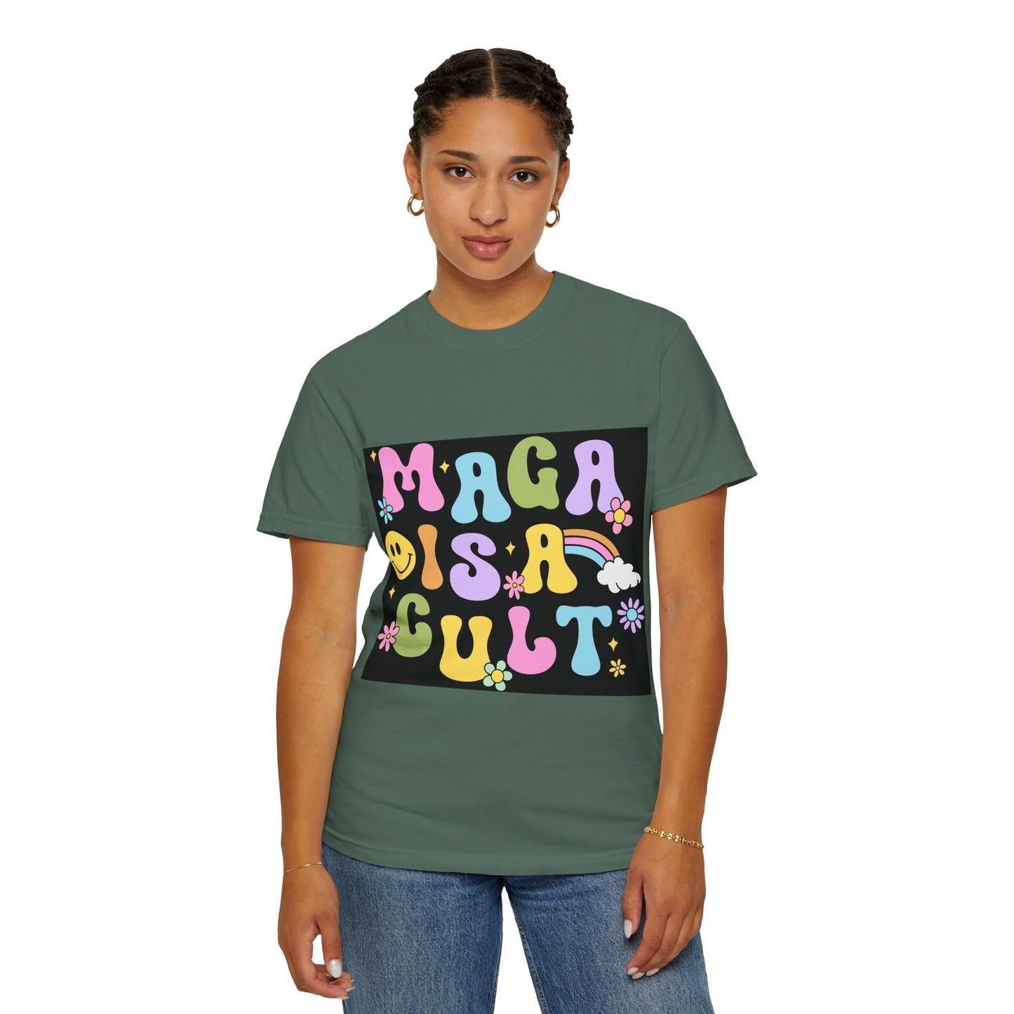 Colorful Statement T-Shirt - 'MAGA IS A CULT' Graphic Tee, Unisex T-Shirt, Trendy Apparel, Fun Gift, Casual Wear