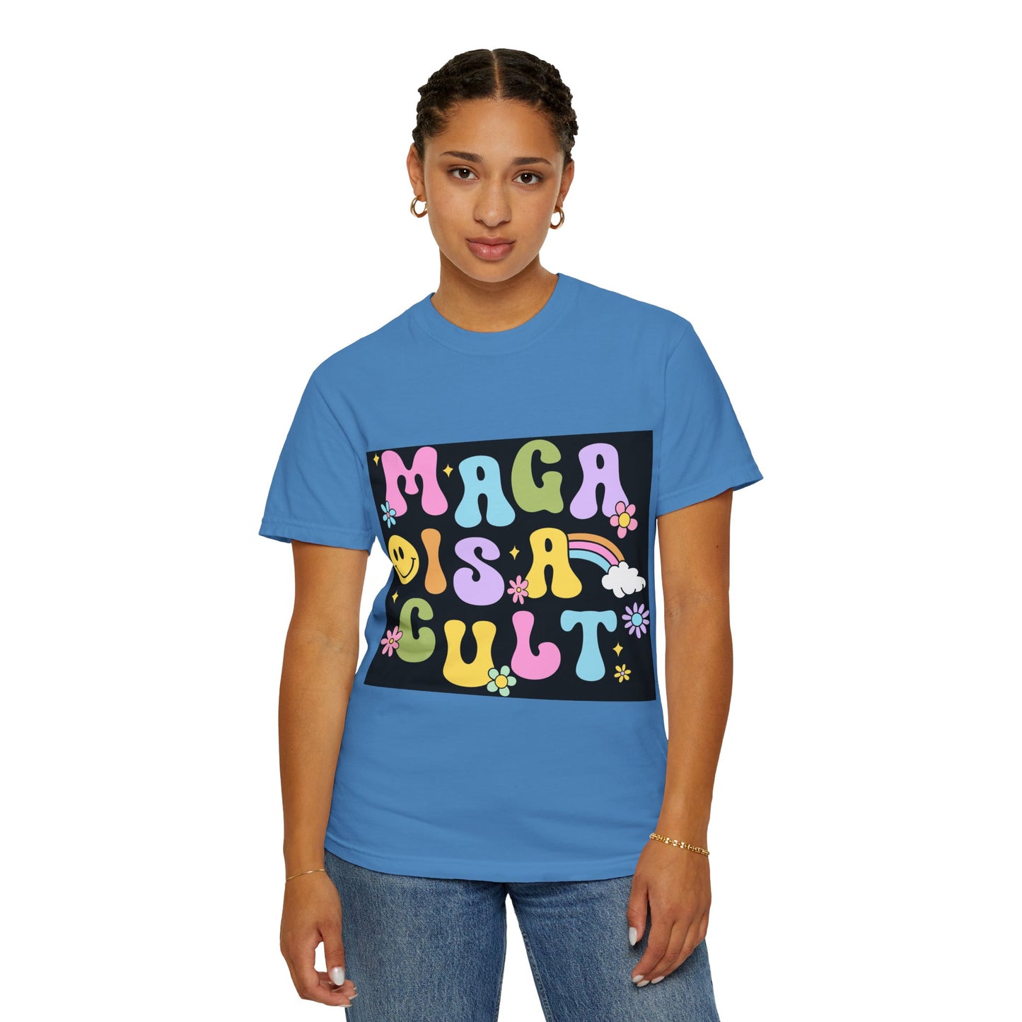 Colorful Statement T-Shirt - 'MAGA IS A CULT' Graphic Tee, Unisex T-Shirt, Trendy Apparel, Fun Gift, Casual Wear