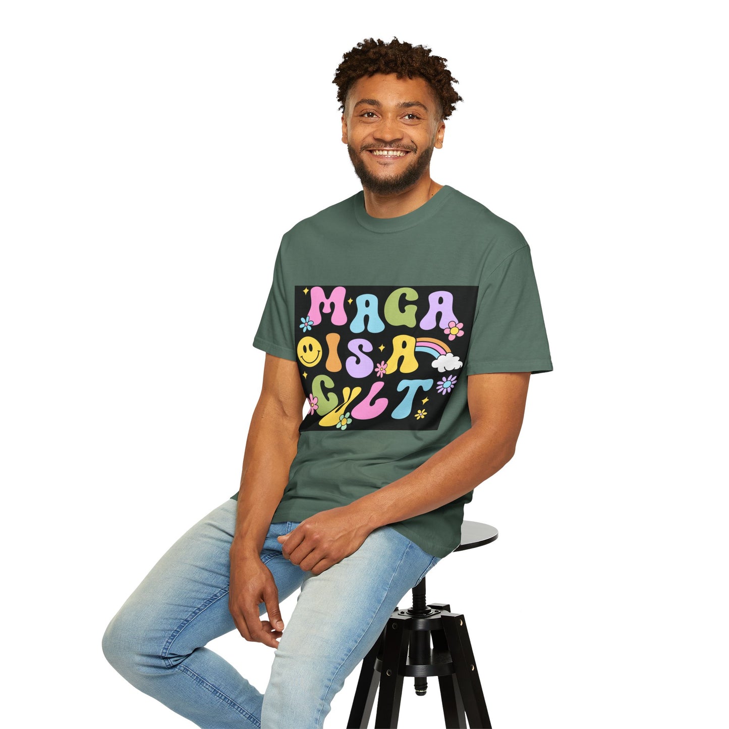 Colorful Statement T-Shirt - 'MAGA IS A CULT' Graphic Tee, Unisex T-Shirt, Trendy Apparel, Fun Gift, Casual Wear