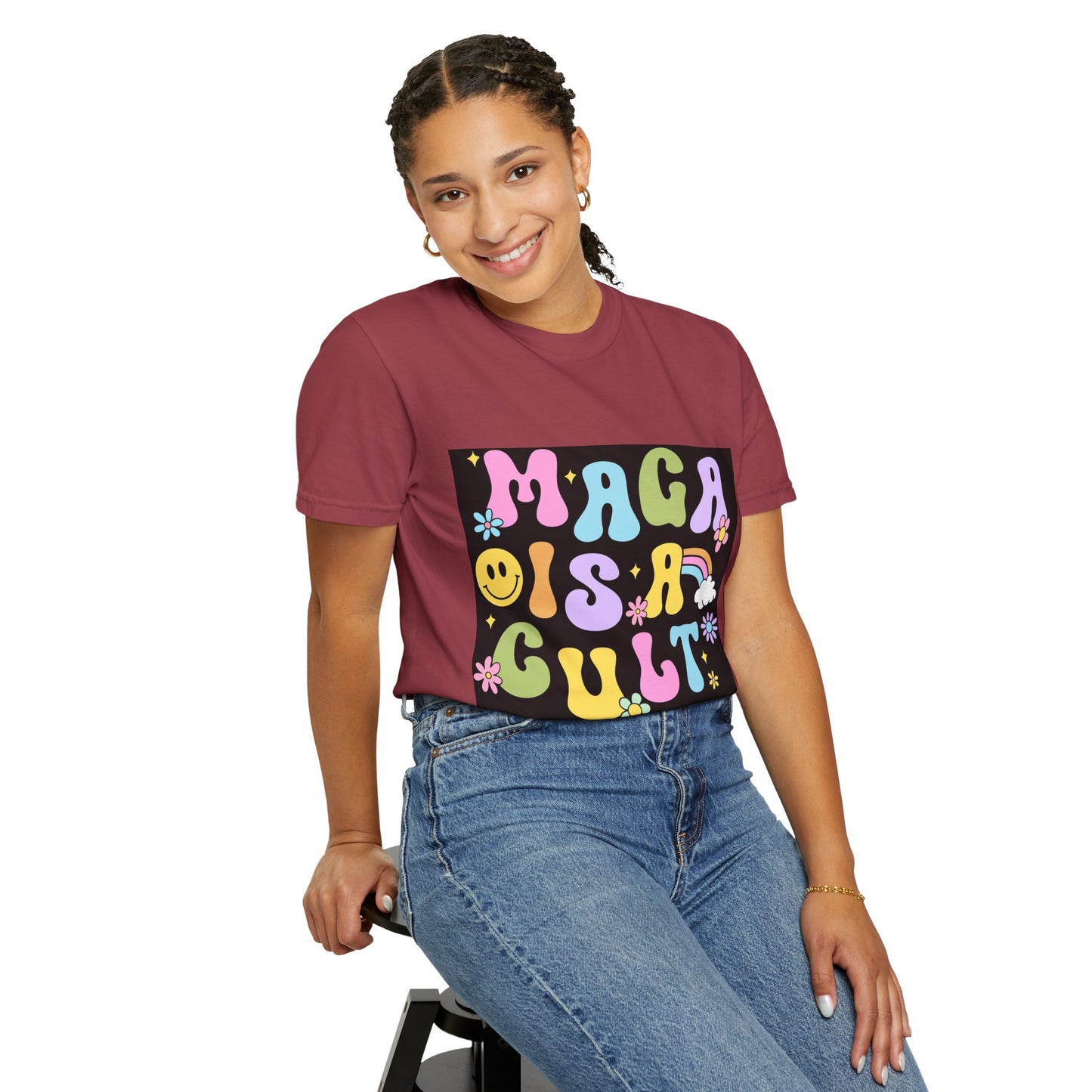 Colorful Statement T-Shirt - 'MAGA IS A CULT' Graphic Tee, Unisex T-Shirt, Trendy Apparel, Fun Gift, Casual Wear