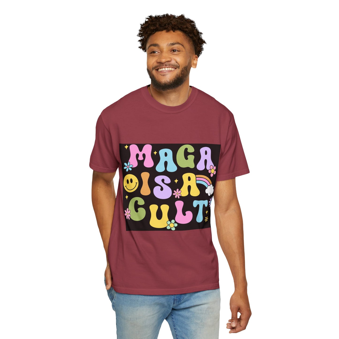 Colorful Statement T-Shirt - 'MAGA IS A CULT' Graphic Tee, Unisex T-Shirt, Trendy Apparel, Fun Gift, Casual Wear