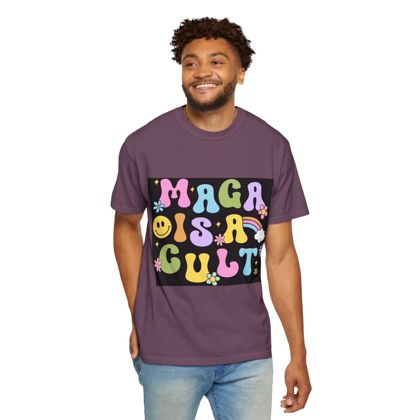 Colorful Statement T-Shirt - 'MAGA IS A CULT' Graphic Tee, Unisex T-Shirt, Trendy Apparel, Fun Gift, Casual Wear