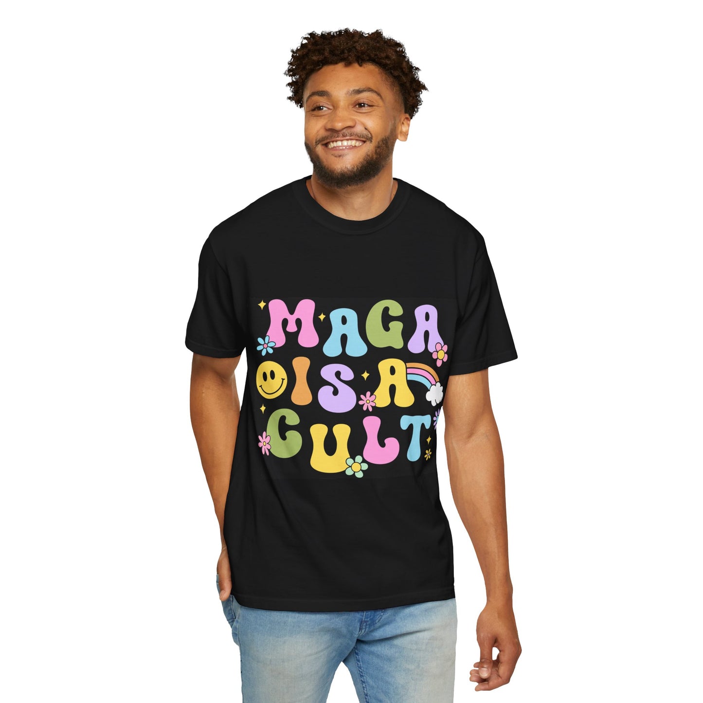 Colorful Statement T-Shirt - 'MAGA IS A CULT' Graphic Tee, Unisex T-Shirt, Trendy Apparel, Fun Gift, Casual Wear