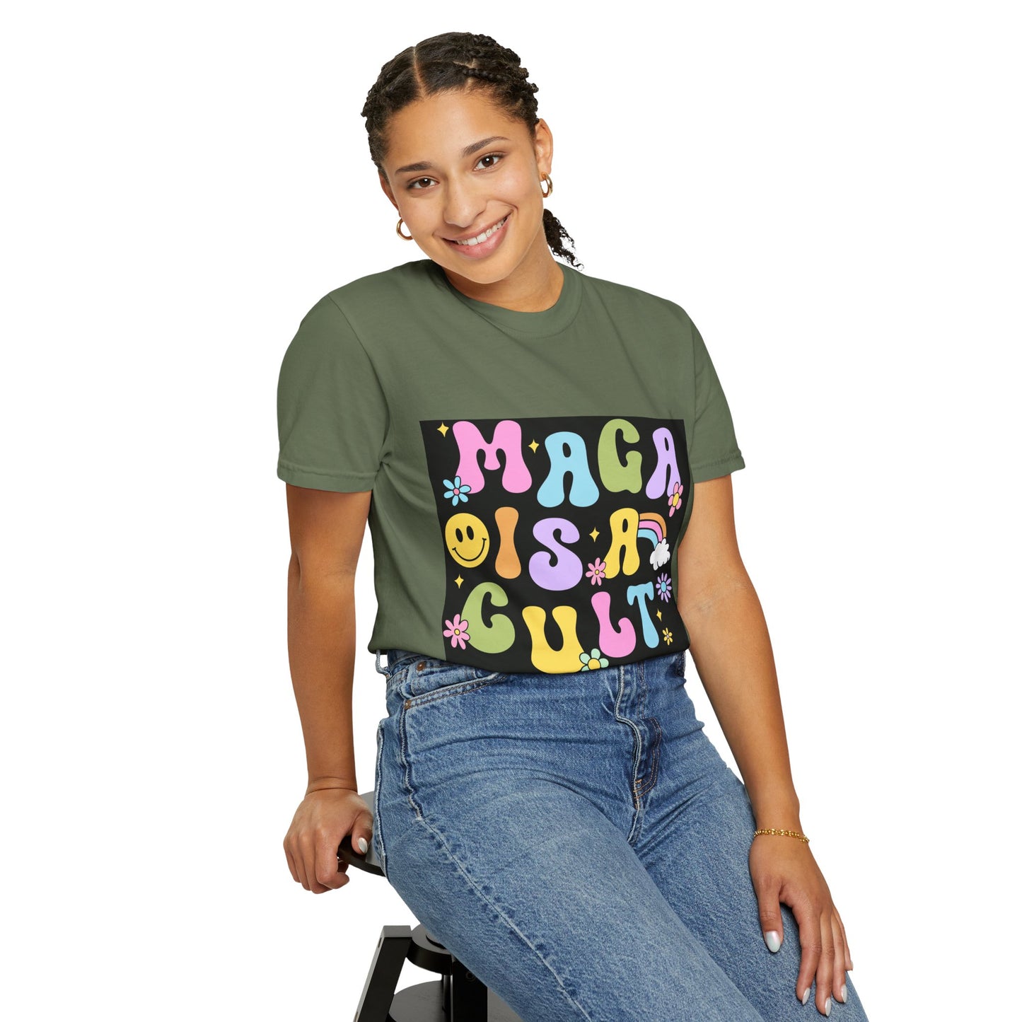 Colorful Statement T-Shirt - 'MAGA IS A CULT' Graphic Tee, Unisex T-Shirt, Trendy Apparel, Fun Gift, Casual Wear
