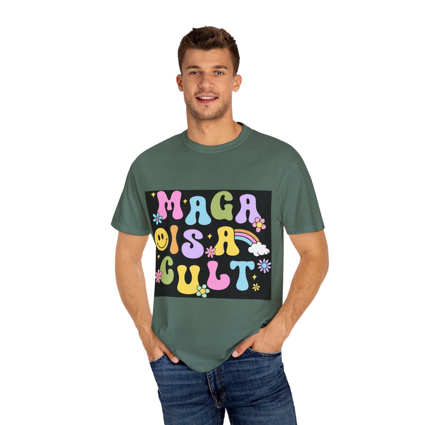 Colorful Statement T-Shirt - 'MAGA IS A CULT' Graphic Tee, Unisex T-Shirt, Trendy Apparel, Fun Gift, Casual Wear
