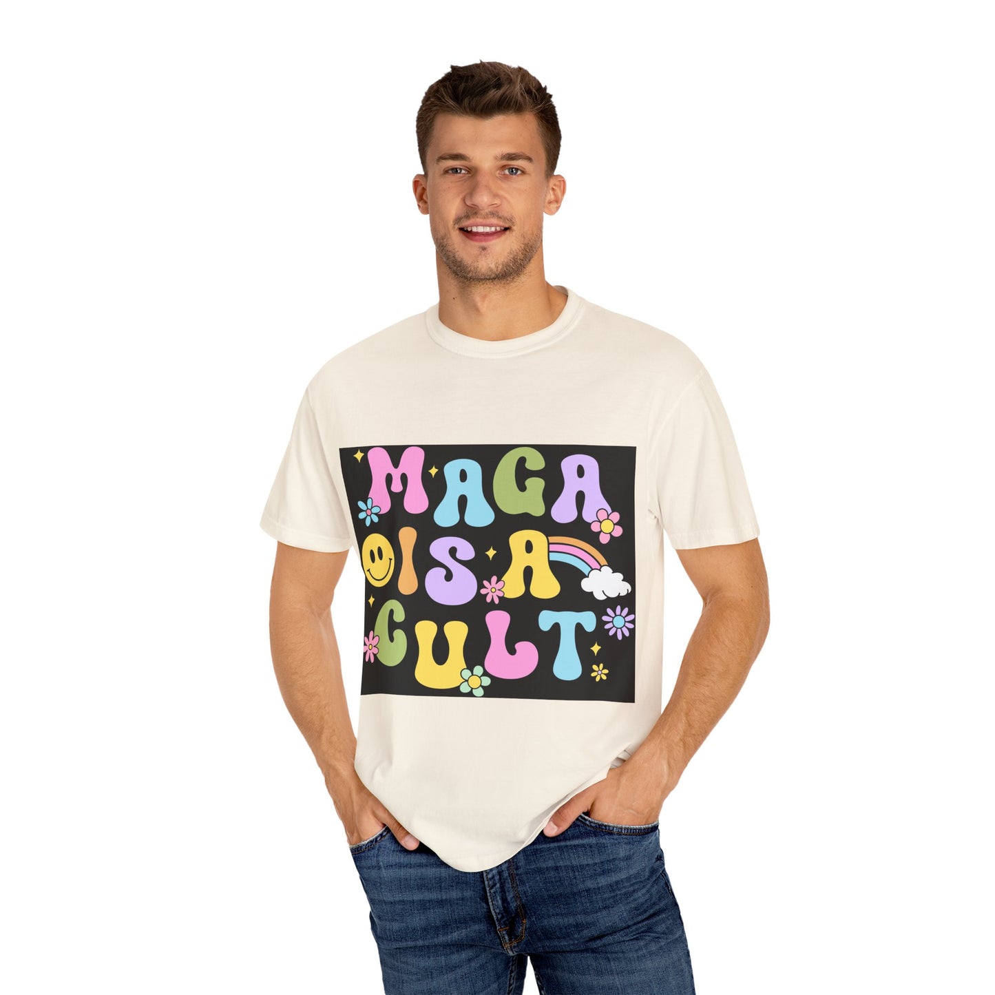 Colorful Statement T-Shirt - 'MAGA IS A CULT' Graphic Tee, Unisex T-Shirt, Trendy Apparel, Fun Gift, Casual Wear