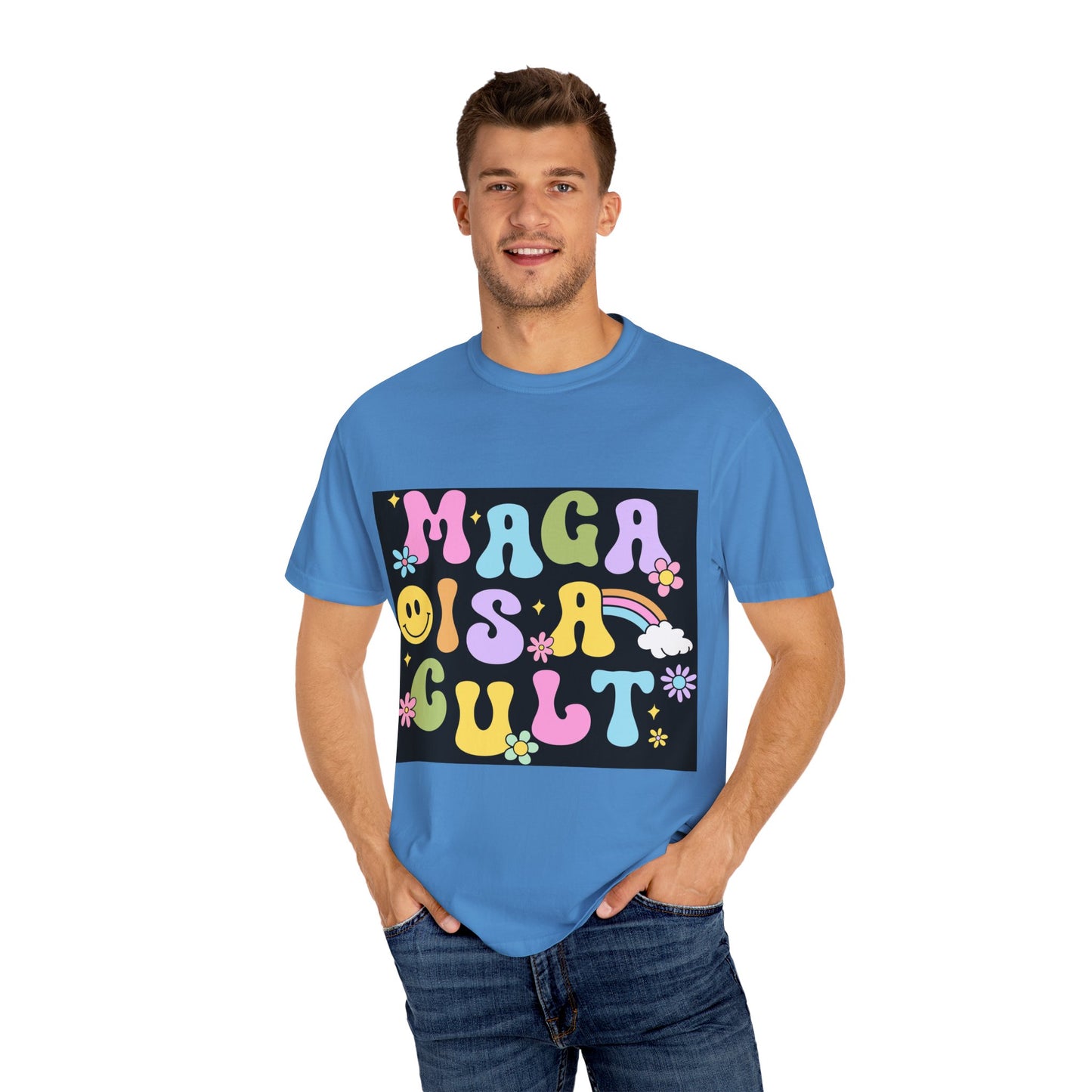 Colorful Statement T-Shirt - 'MAGA IS A CULT' Graphic Tee, Unisex T-Shirt, Trendy Apparel, Fun Gift, Casual Wear
