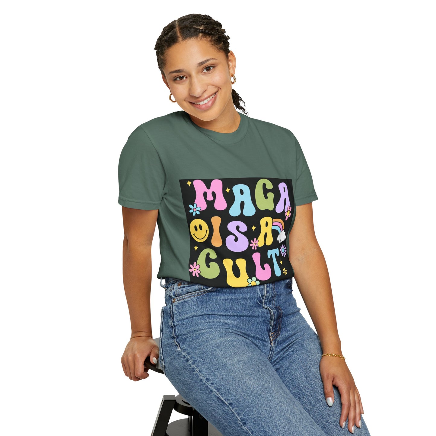 Colorful Statement T-Shirt - 'MAGA IS A CULT' Graphic Tee, Unisex T-Shirt, Trendy Apparel, Fun Gift, Casual Wear