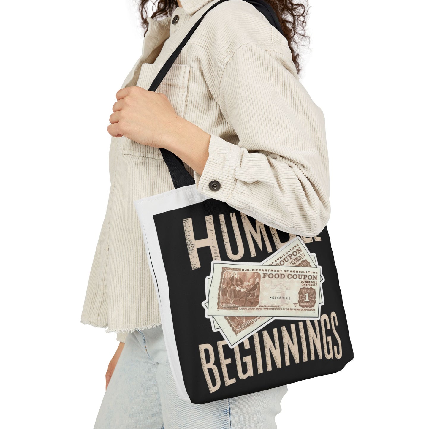 Humble Beginnings Canvas Tote Bag, Eco-Friendly Shopping Bag, Beach Tote, Gift for Graduates, Stylish Everyday Bag