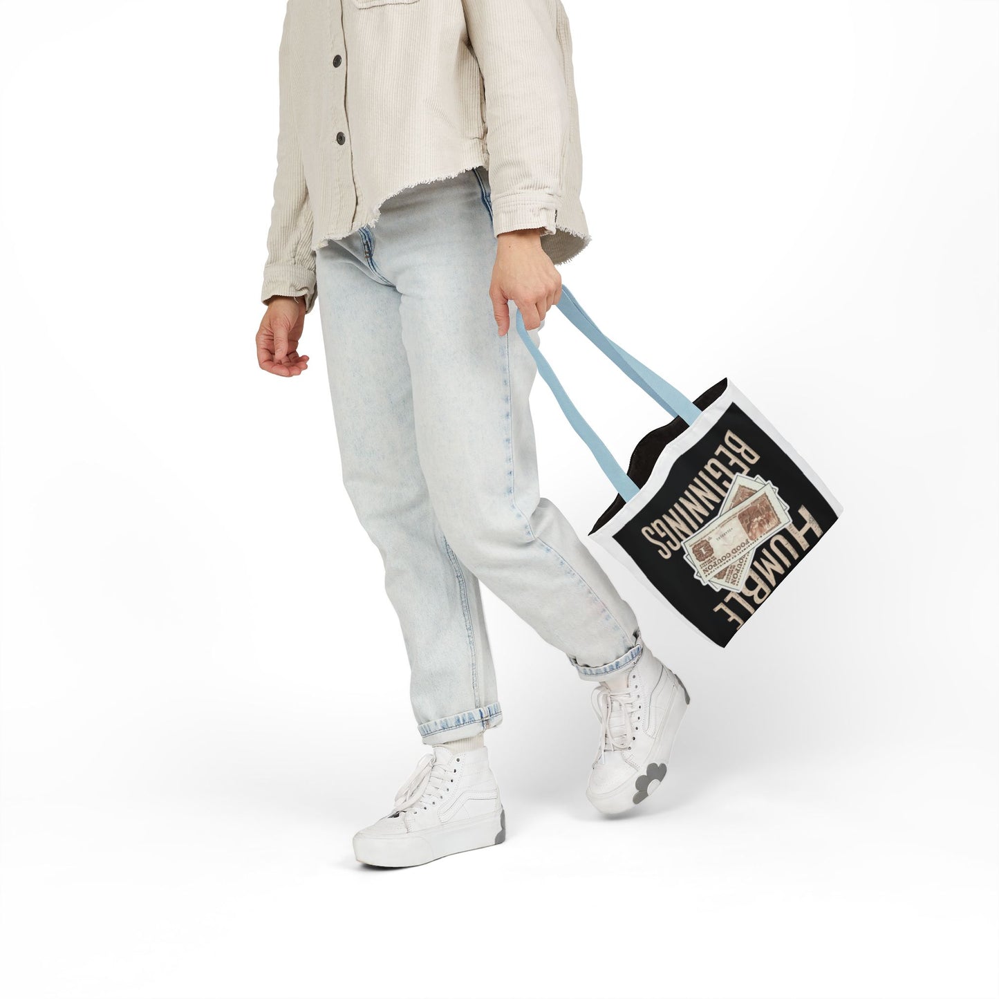 Humble Beginnings Canvas Tote Bag, Eco-Friendly Shopping Bag, Beach Tote, Gift for Graduates, Stylish Everyday Bag