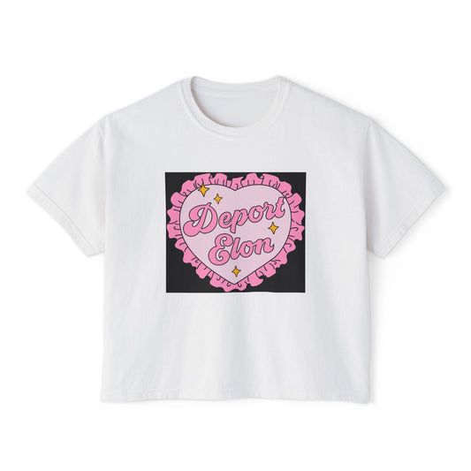 Depor-Elon Women's Boxy Tee, Trendy Graphic Tee, Statement T-Shirt, Casual Fashion Top, Irreverent Gift Idea, Summer Style Top