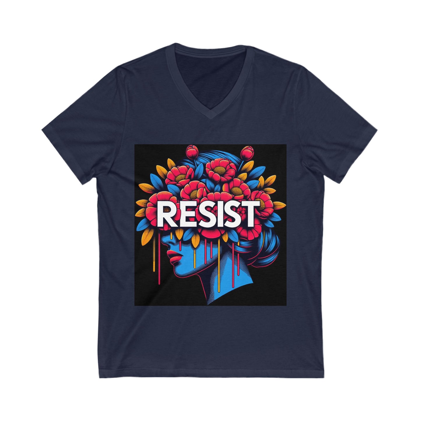 Floral Resistance Tee, Empowerment Shirt, Unisex V-Neck Tee, Inspirational Clothing, Gift for Activists, Boho Art Top