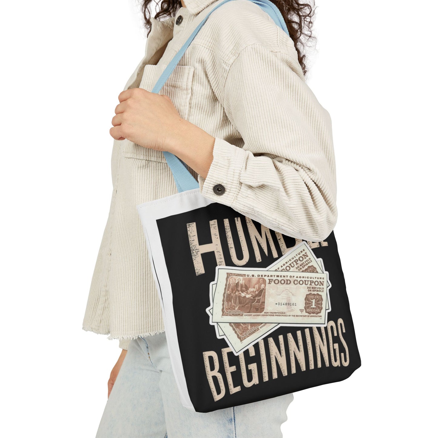 Humble Beginnings Canvas Tote Bag, Eco-Friendly Shopping Bag, Beach Tote, Gift for Graduates, Stylish Everyday Bag