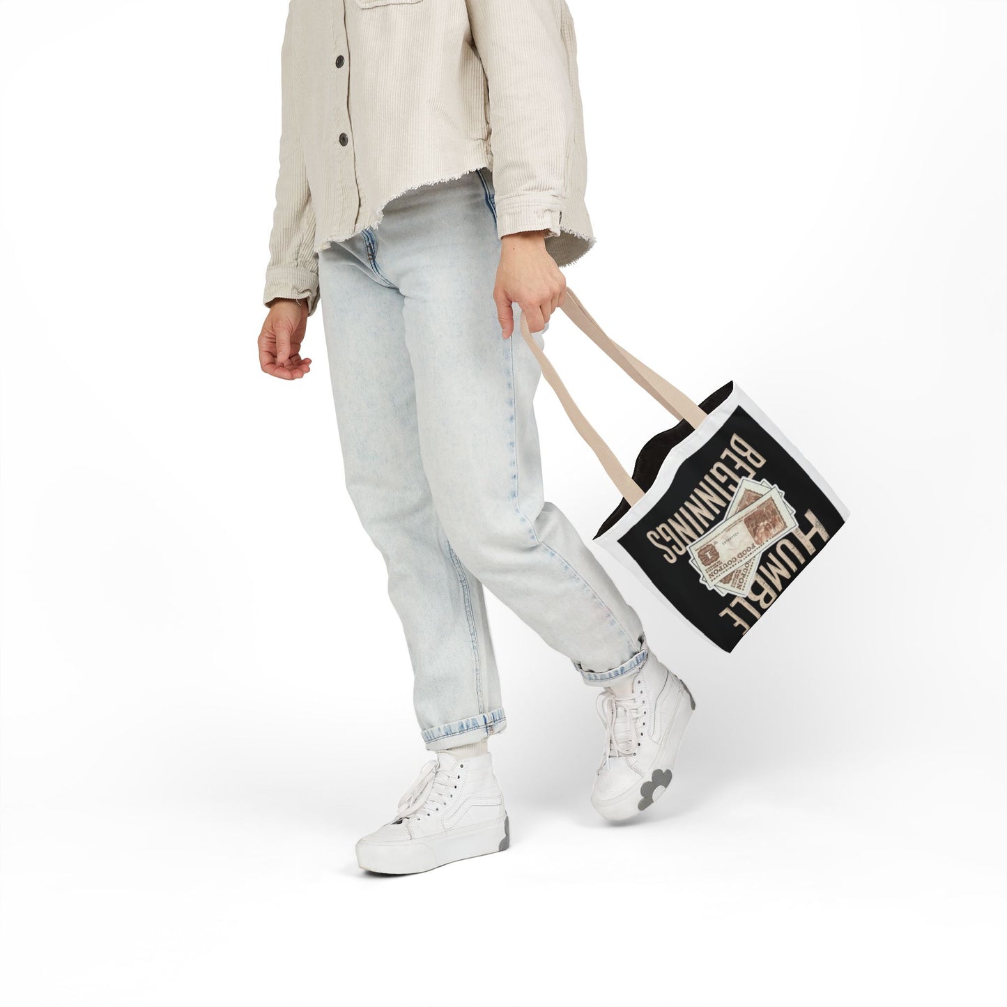 Humble Beginnings Canvas Tote Bag, Eco-Friendly Shopping Bag, Beach Tote, Gift for Graduates, Stylish Everyday Bag