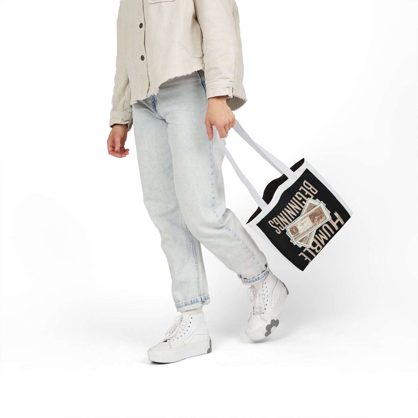 Humble Beginnings Canvas Tote Bag, Eco-Friendly Shopping Bag, Beach Tote, Gift for Graduates, Stylish Everyday Bag