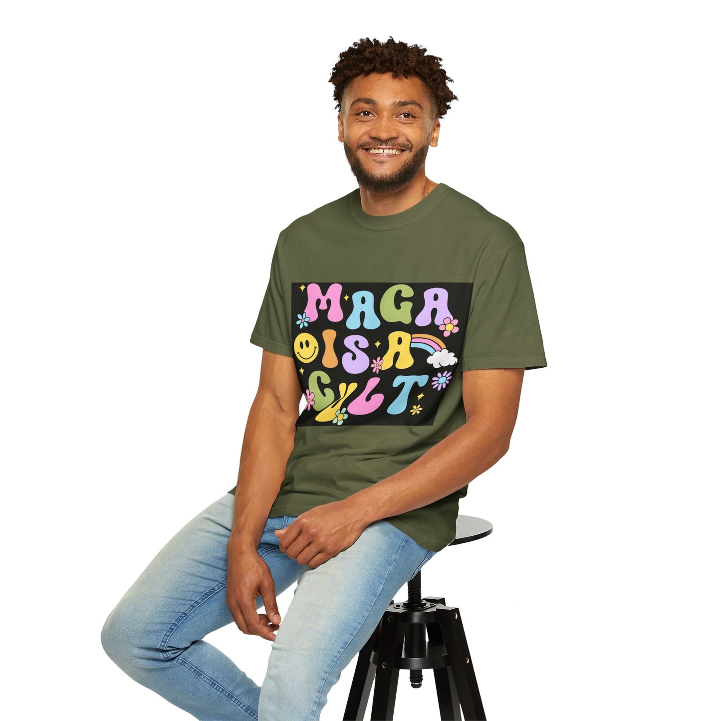 Colorful Statement T-Shirt - 'MAGA IS A CULT' Graphic Tee, Unisex T-Shirt, Trendy Apparel, Fun Gift, Casual Wear